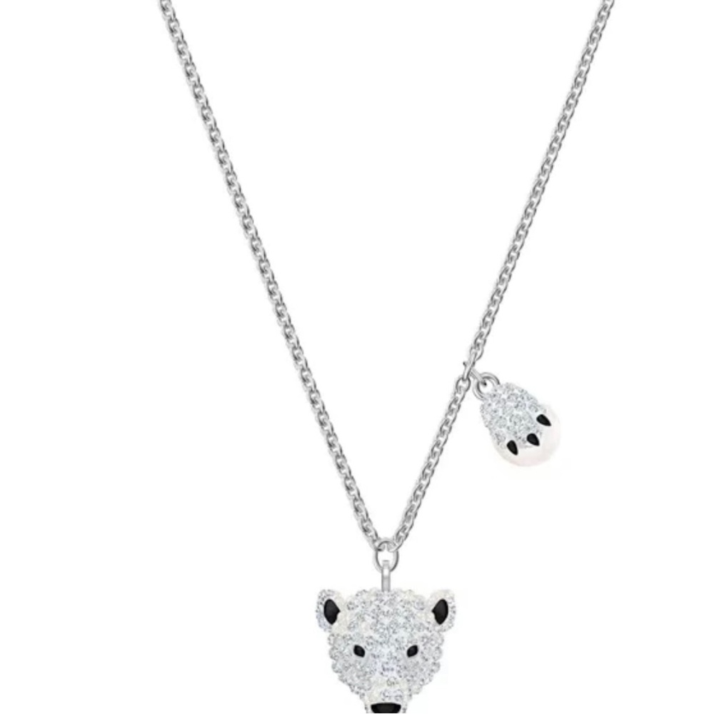 NWT Swarovski Polar Bestiary Polar Bear Rhodium Plated Pendant Necklace